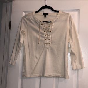 J Crew Lace-up top white Size XXS Long Sleeve